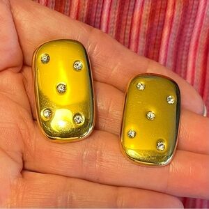 Liz Claiborne vintage gold tone and rhinestone pierced earrings